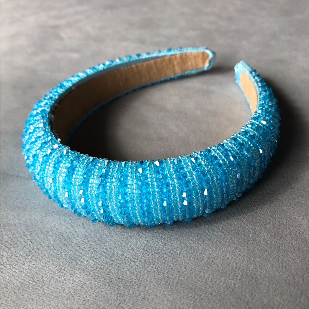 Light Blue Crystal Beaded Headband ~ Brand New!